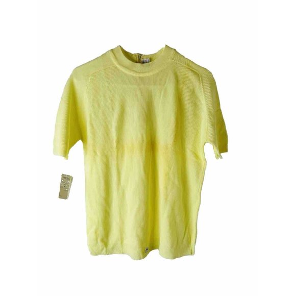 Vintage Tops - NOS VTG 70s Ribbed Knit Blank Short Sleeve T Shirt Blouse Yellow